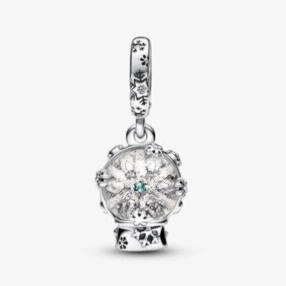 PANDORA Snowflake Snow Globe Dangle Charm - Picture 1 of 3